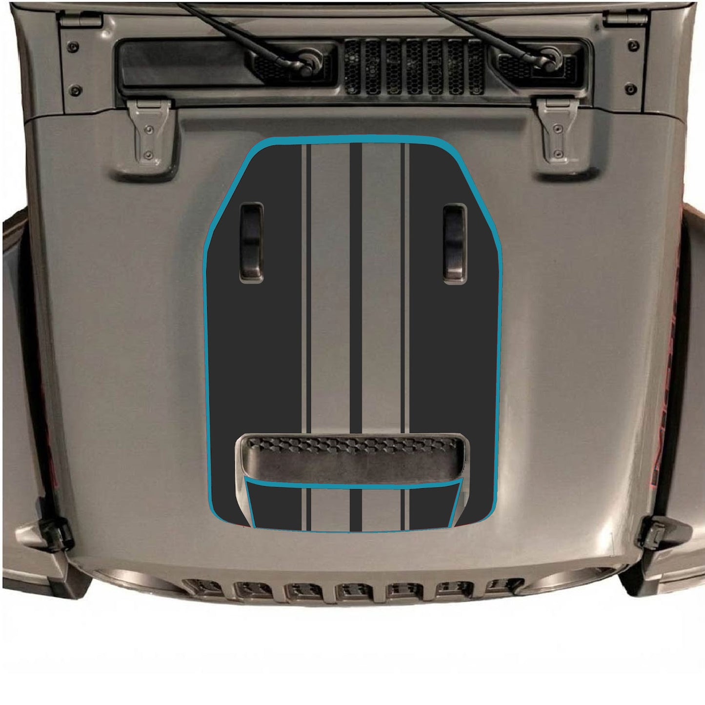 CarCode hood decal for Jeep Wrangler JL/JLU Rubicon 392 and JT Gladiator Mojave, style #74, featuring bold graphic design.
