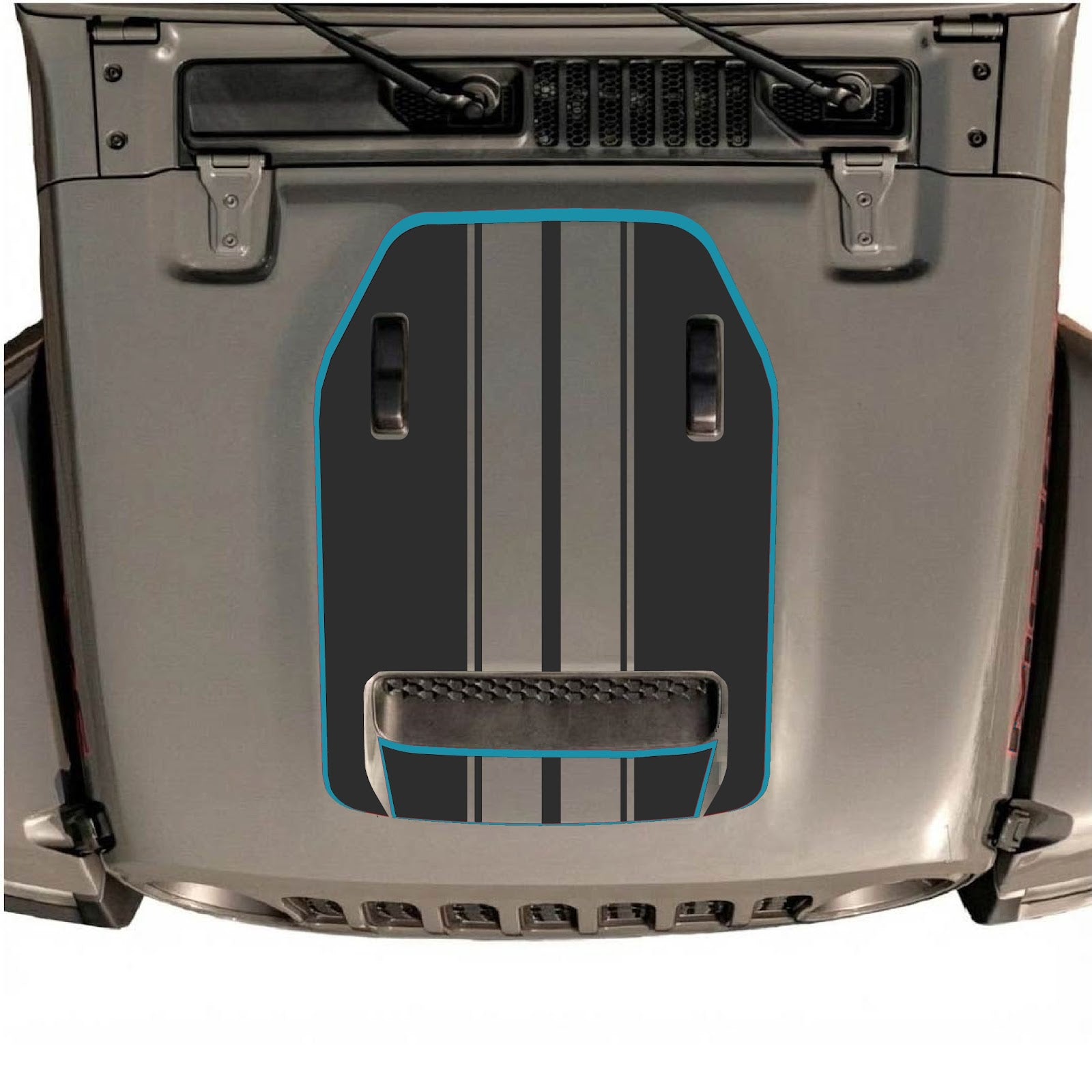CarCode hood decal for Jeep Wrangler JL/JLU Rubicon 392 and JT Gladiator Mojave, style #74, featuring bold graphic design.