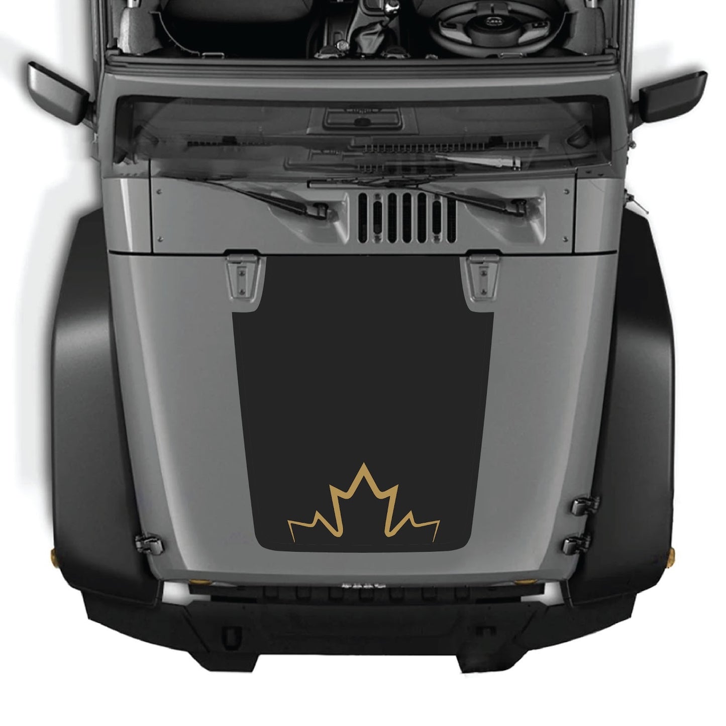 CarCode hood decal for Jeep Wrangler JK/JKU 2007-2018, style #11, black and white graphic design on vehicle hood.