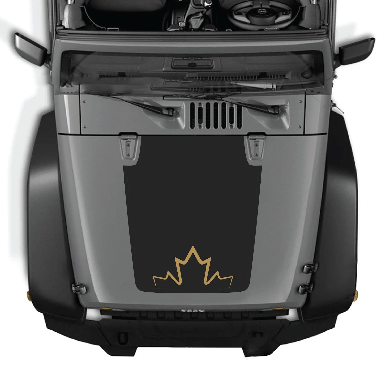 CarCode hood decal for Jeep Wrangler JK/JKU 2007-2018, style #11, black and white graphic design on vehicle hood.