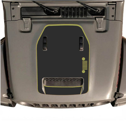 Jeep Wrangler JL/JLU Rubicon 392 and Gladiator Mojave hood decal by CarCode, style #57, featuring bold graphic design on vehicle hood
