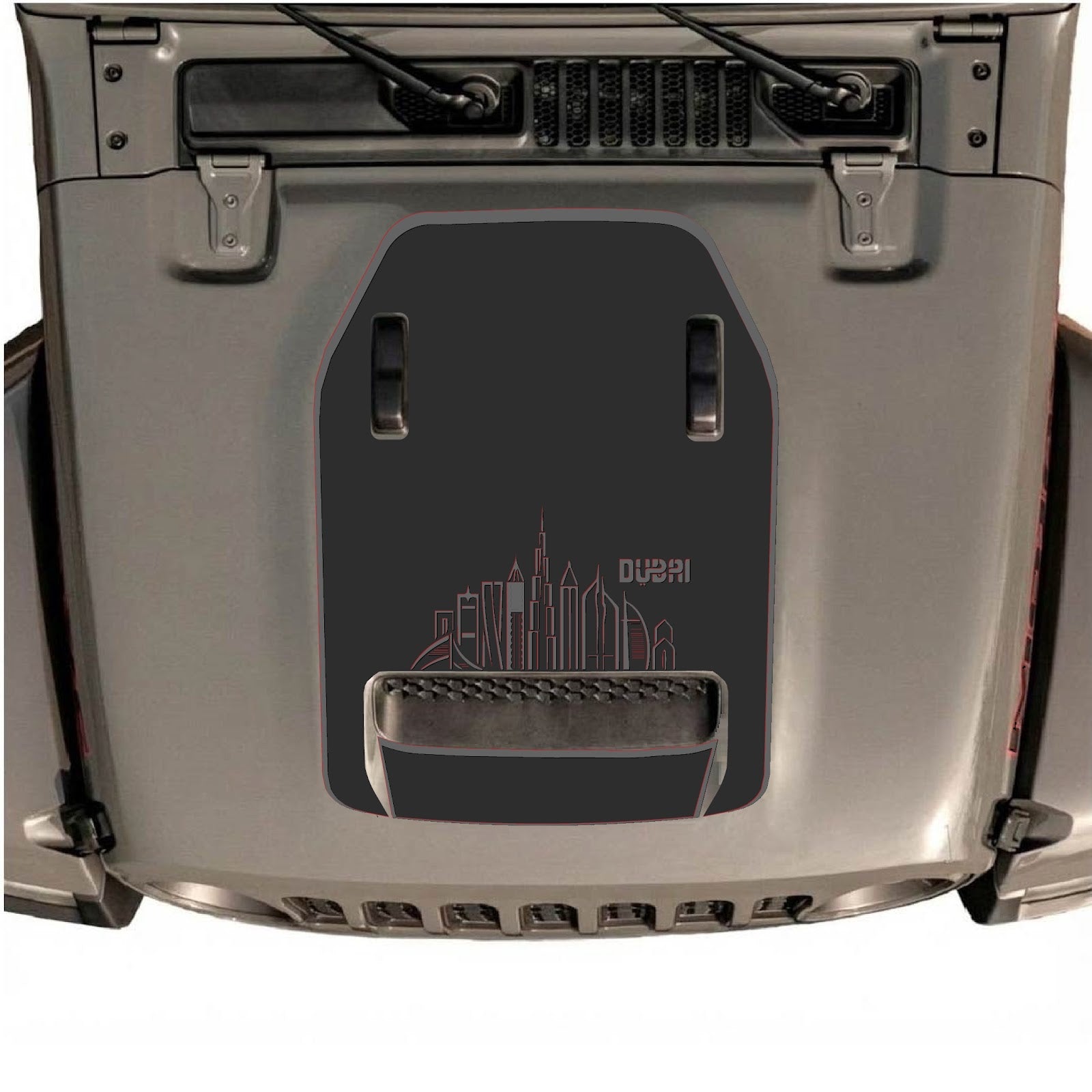 CarCode hood decal for Jeep Wrangler JL/JLU Rubicon 392 and JT Gladiator Mojave 2020-2026, style #13, with bold graphic design.