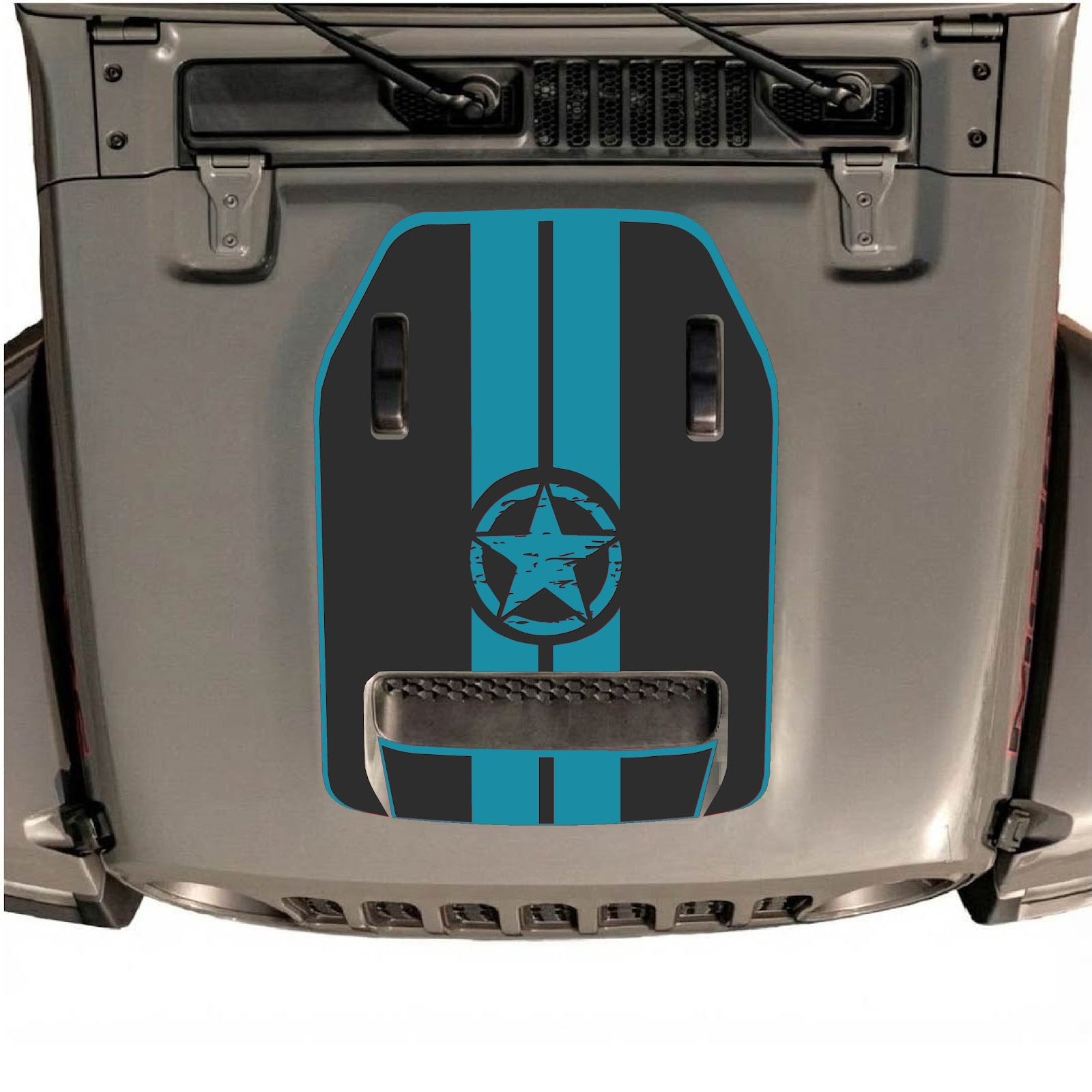 CarCode hood decal for Jeep Wrangler JL/JLU Rubicon 392 and Gladiator JT Mojave 2020-2026, Style #09, shown on vehicle hood.