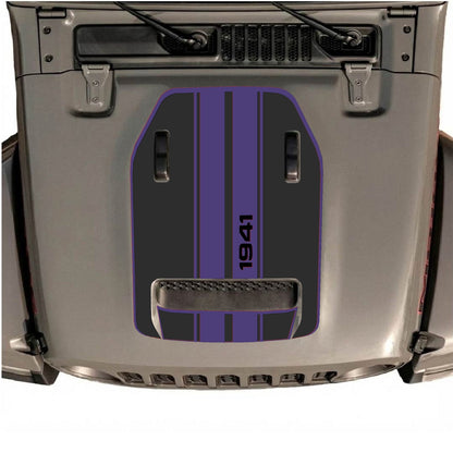 CarCode hood decal for Jeep Wrangler JL/JLU Rubicon 392 and JT Gladiator Mojave 2020-2026, style #07, black and silver design