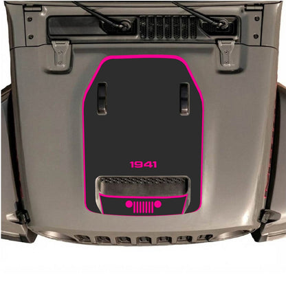 Hood decal for Jeep Wrangler JL/JLU Rubicon 392 and JT Gladiator Mojave, style #59, black and gray graphic design by CarCode