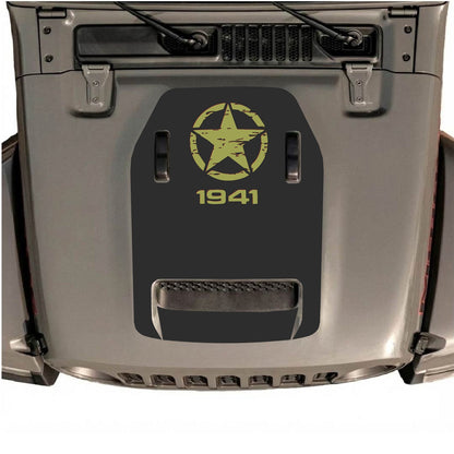 CarCode autocollant de capot pour Jeep Wrangler JL/JLU Rubicon 392 et JT Gladiator Mojave 2020-2026, style n°38, design noir et gris.