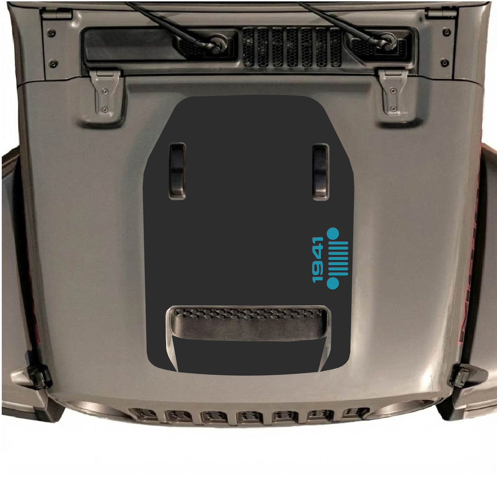 CarCode hood decal for Jeep Wrangler JL/JLU Rubicon 392 and JT Gladiator Mojave 2020-2026, style #56, showing the decal design on the hood.