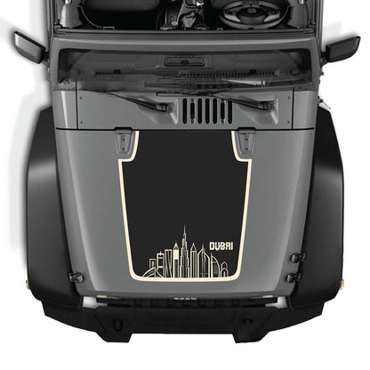 CarCode hood decal for Jeep Wrangler JK/JKU 2007-2018, style #24, black and white graphic design on vehicle hood