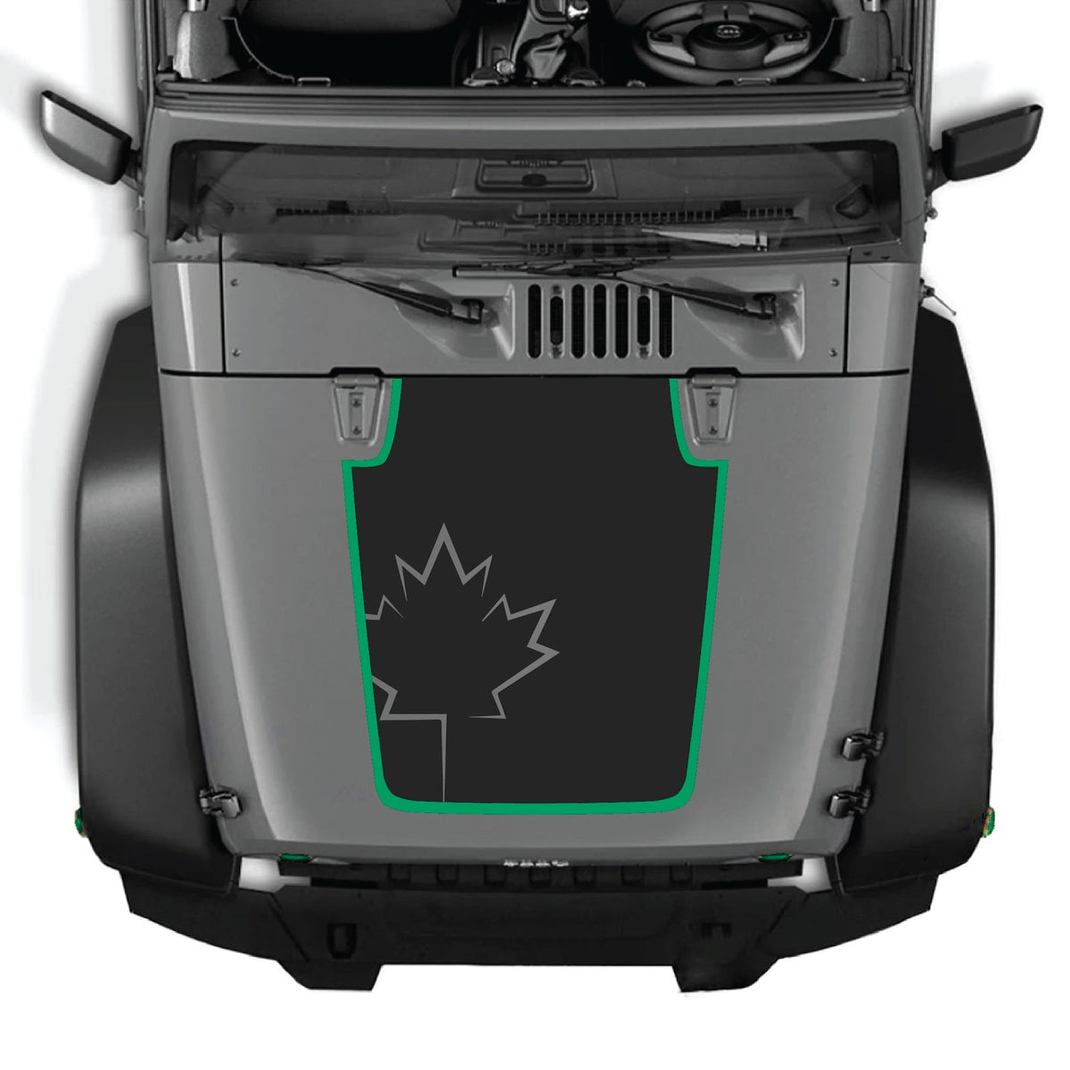 CarCode hood decal for Jeep Wrangler JK/JKU 2007-2018, style #71, shown on the vehicle's hood with a sleek design.