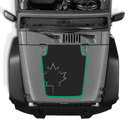 CarCode hood decal for Jeep Wrangler JK/JKU 2007-2018, style #71, shown on the vehicle's hood with a sleek design.