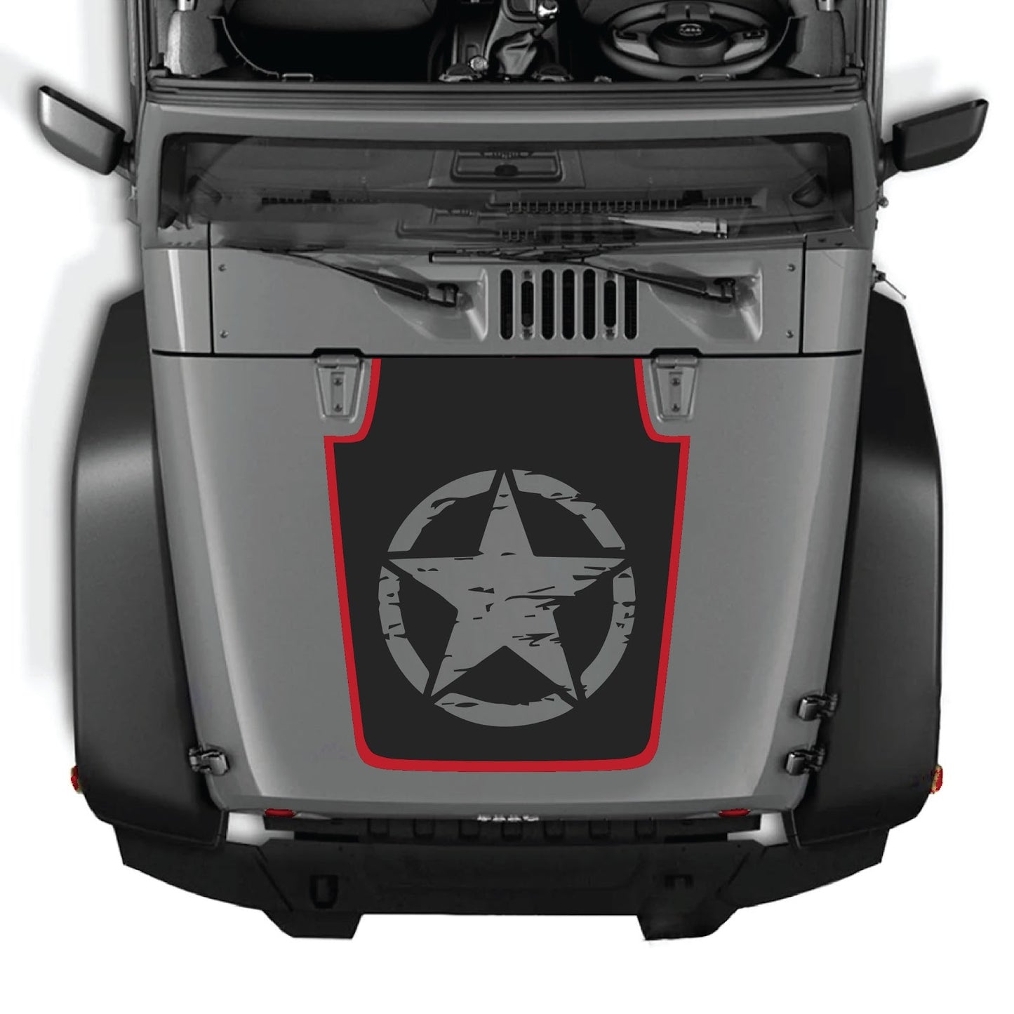 CarCode hood decal for Jeep Wrangler JK/JKU 2007-2018, style #78, black and white graphic applied to the vehicle's hood.