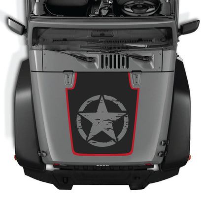 CarCode hood decal for Jeep Wrangler JK/JKU 2007-2018, style #78, black and white graphic applied to the vehicle's hood.
