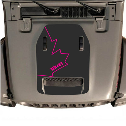 CarCode hood decal for Jeep Wrangler JL/JLU Rubicon 392 and JT Gladiator Mojave 2020-2026, style #26, shown on vehicle hood.