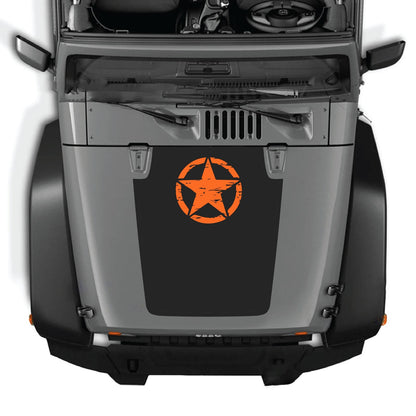 CarCode Jeep Wrangler JK/JKU hood decal Style #45 in black, featuring bold graphic design on silver hood surface.