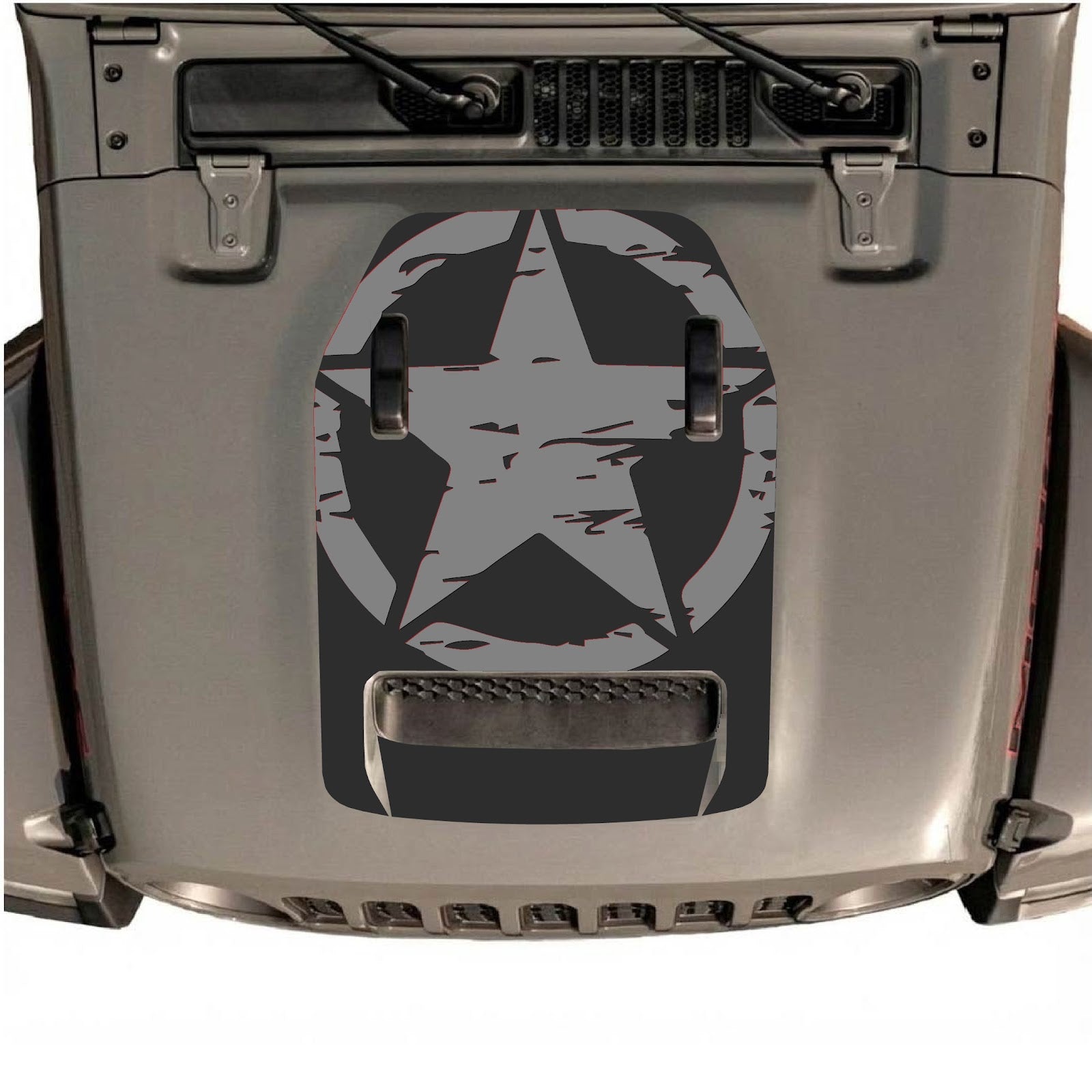 CarCode hood decal for Jeep Wrangler JL/JLU Rubicon 392 and JT Gladiator Mojave, style #36, shown on vehicle hood.