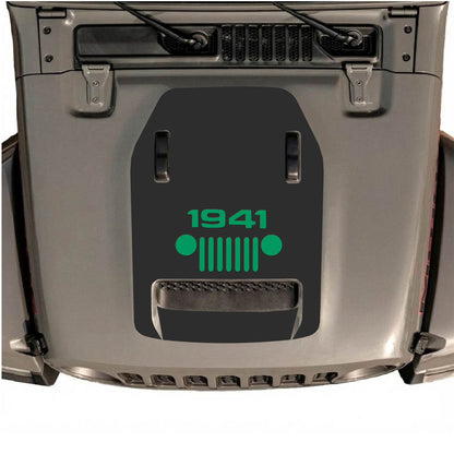 CarCode hood decal for Jeep Wrangler JL/JLU Rubicon 392 and Gladiator Mojave 2020-2026, stylish graphic design on vehicle hood.