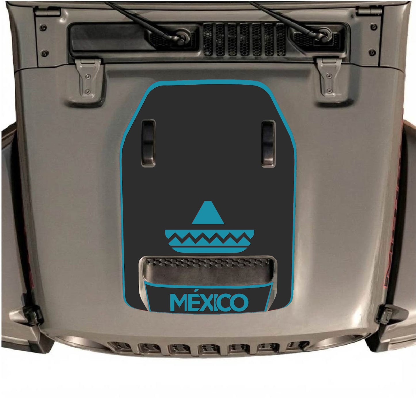 CarCode hood decal for Jeep Wrangler JL/JLU Rubicon 392 and JT Gladiator Mojave 2020-2026, style #15, shown on vehicle hood.