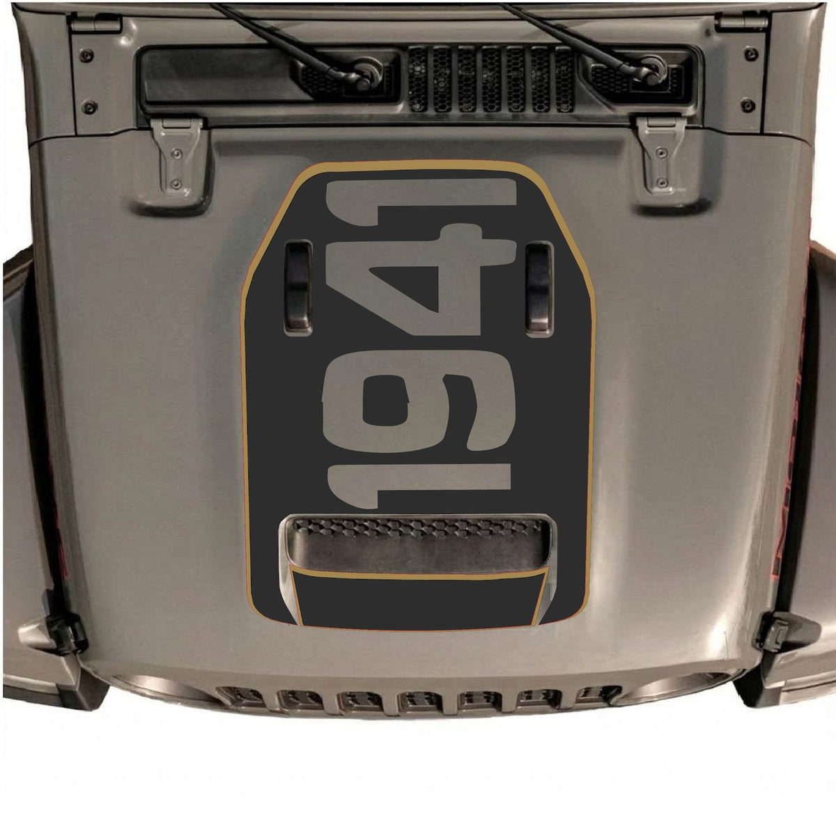 CarCode hood decal for Jeep Wrangler JL/JLU Rubicon 392 and Gladiator Mojave 2020-2026, style #68, featuring bold graphic design.