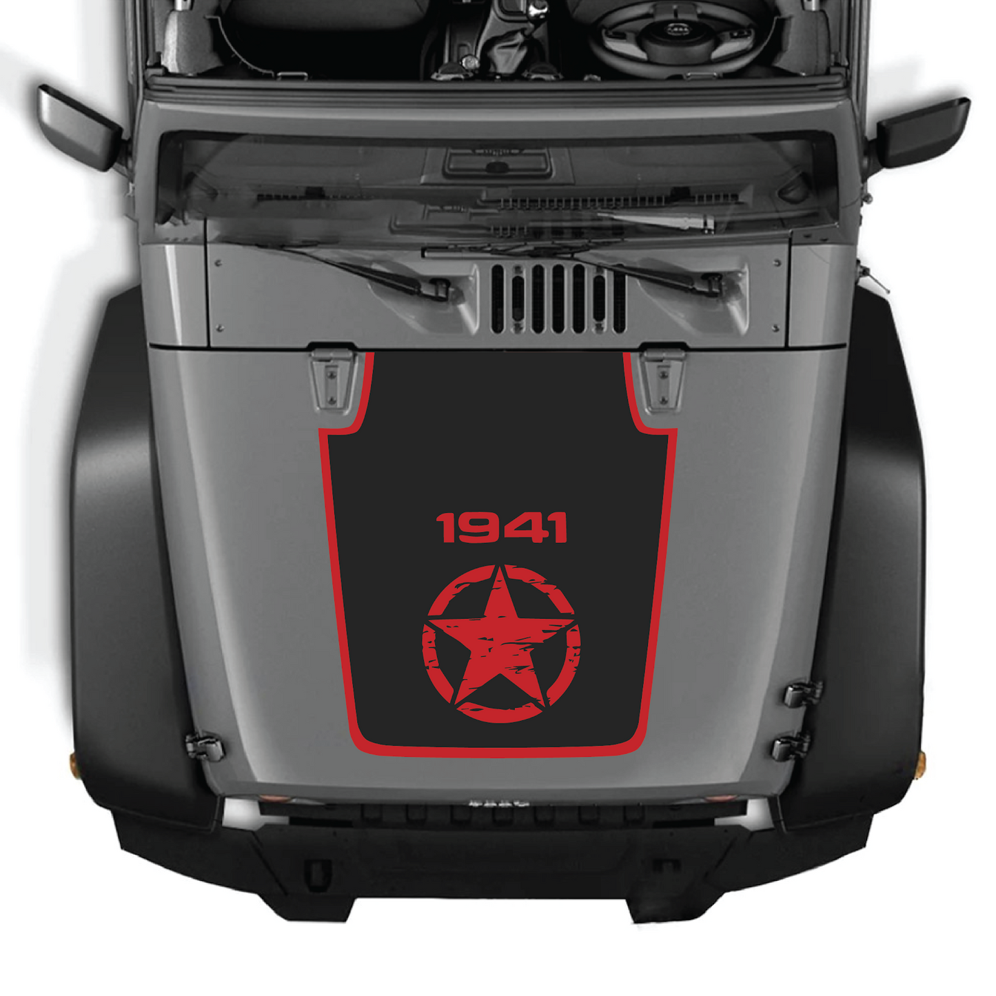 Jeep Wrangler JK/JKU hood decal by CarCode, Style #22, featuring bold graphic design on the vehicle's hood.