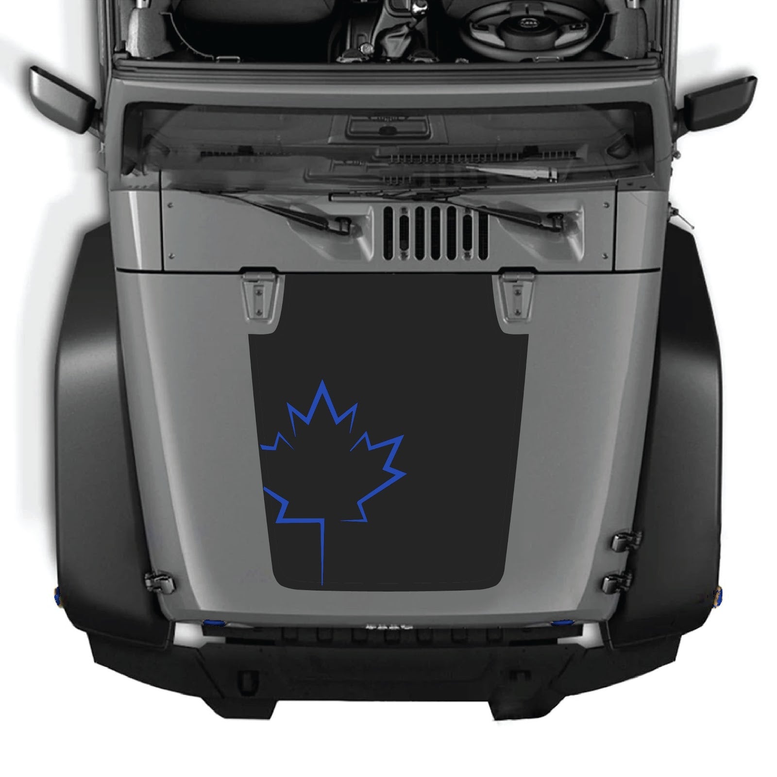 CarCode hood decal for Jeep Wrangler JK/JKU 2007-2018, style #09, black and gray graphic design on vehicle hood