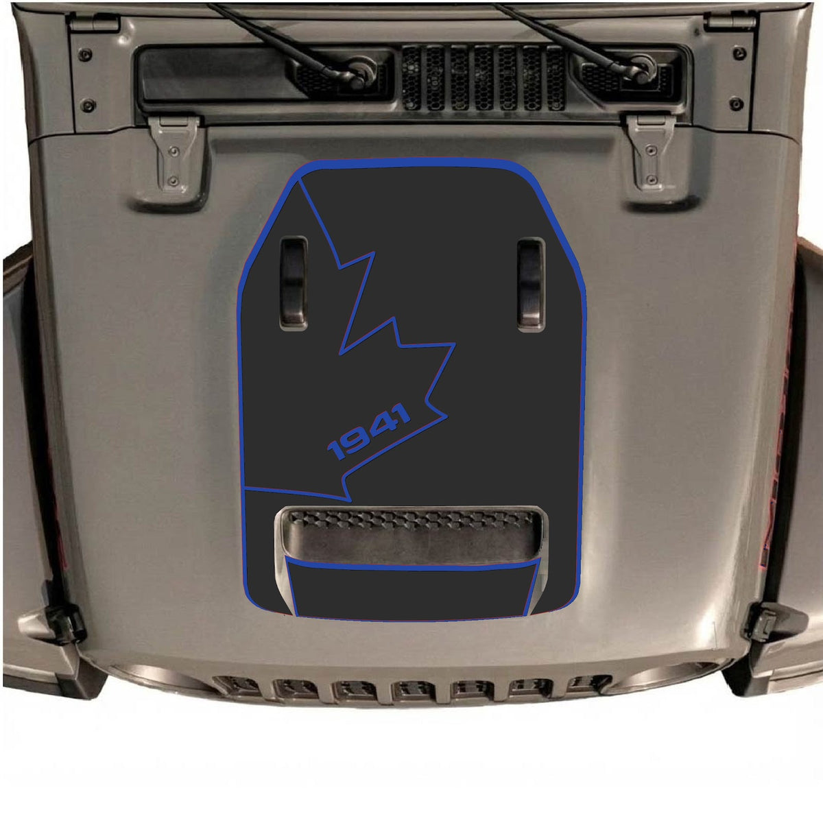 Jeep Wrangler JL/JLU Rubicon 392 and JT Gladiator Mojave hood decal in style #25 by CarCode, shown on vehicle's hood.