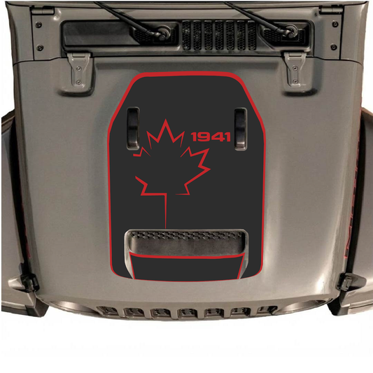 CarCode Jeep Wrangler JL/JLU Rubicon 392 and JT Gladiator Mojave hood decal in style #21, featuring bold graphic design on vehicle hood.