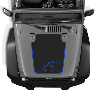 CarCode hood decal for Jeep Wrangler JK/JKU 2007-2018, style #20, featuring a sleek design on the vehicle's hood.