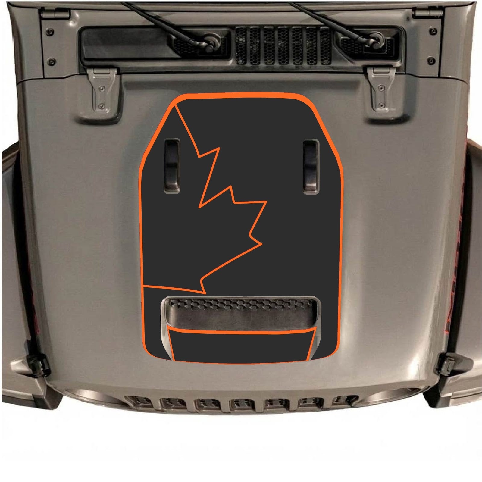 CarCode hood decal for Jeep Wrangler JL/JLU Rubicon 392 and JT Gladiator Mojave 2020-2026, style #27, applied to the vehicle's hood.