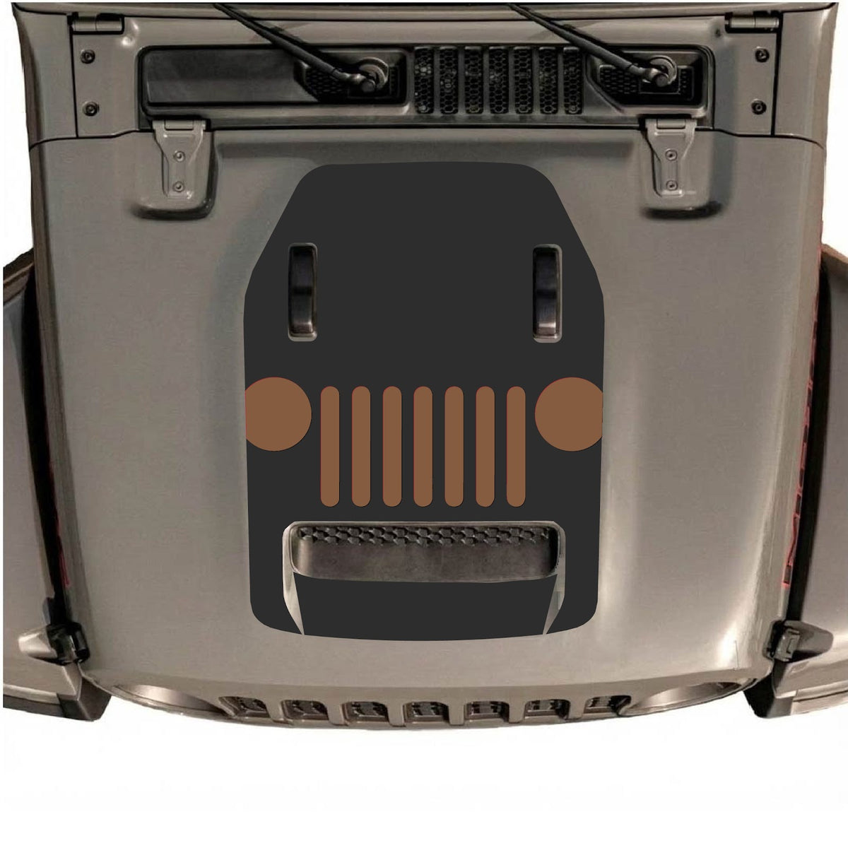 CarCode hood decal for Jeep Wrangler JL/JLU Rubicon 392 and JT Gladiator Mojave 2020-2026, style #04, shown on vehicle hood.