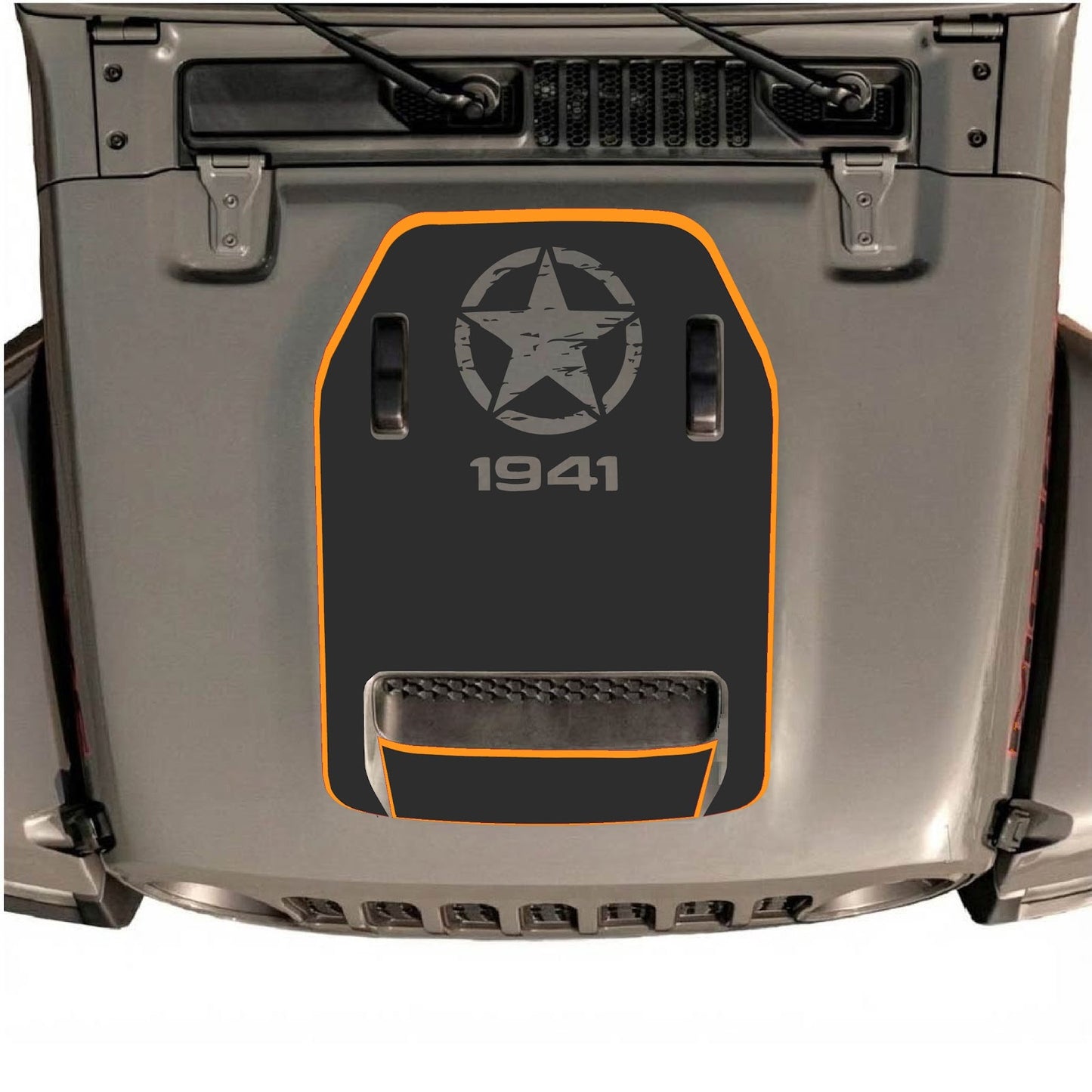 CarCode hood decal for Jeep Wrangler JL/JLU Rubicon 392 and JT Gladiator Mojave 2020-2026, stylish automotive decal design.