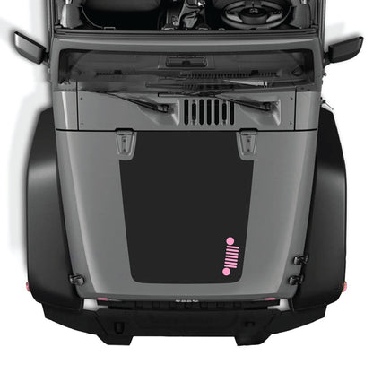 CarCode hood decal for Jeep Wrangler JK/JKU 2007-2018, style #39, black graphic vinyl decal on vehicle hood.