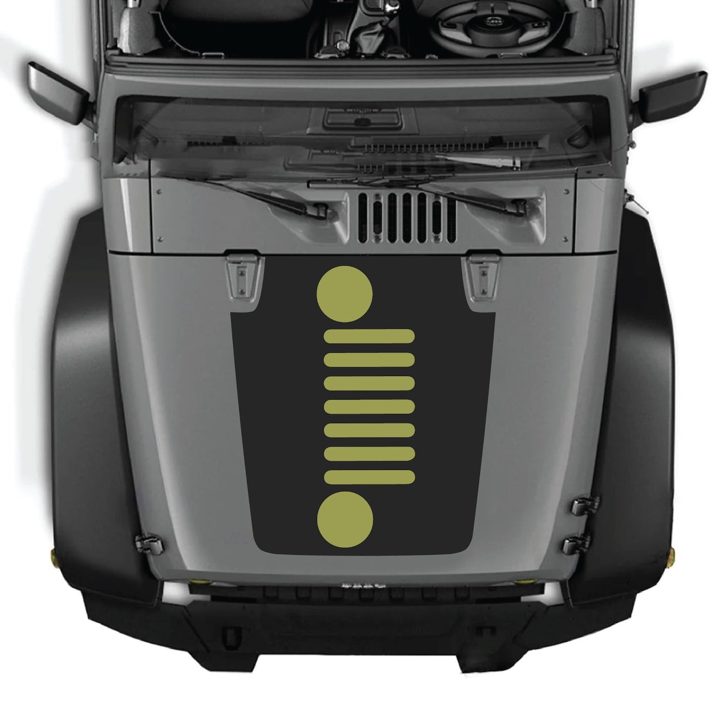 Jeep Wrangler JK/JKU hood decal by CarCode, style #51, in black with bold graphic design on the vehicle's hood.
