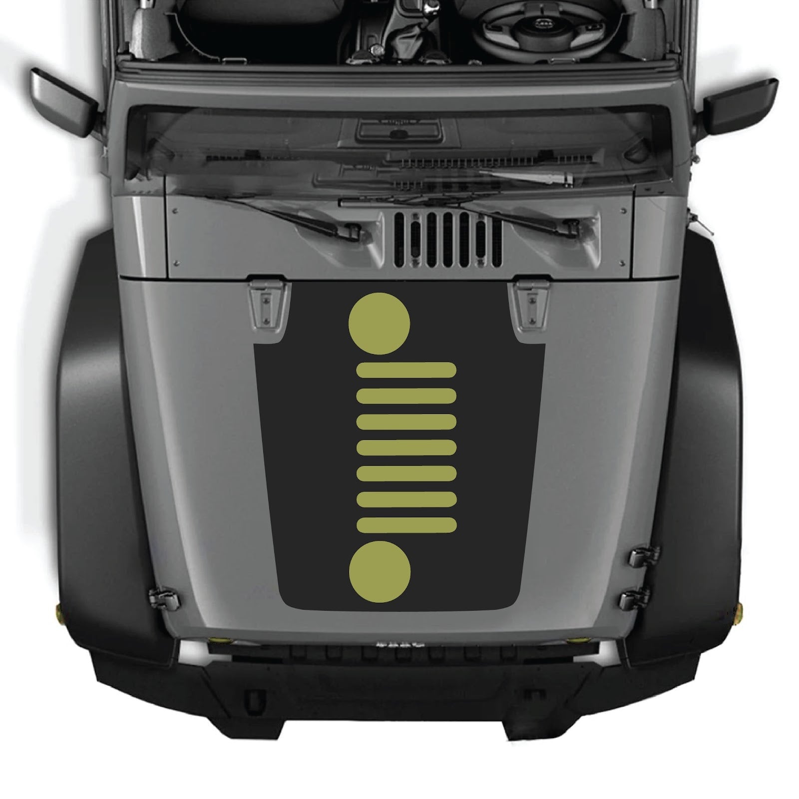 Jeep Wrangler JK/JKU hood decal by CarCode, style #51, in black with bold graphic design on the vehicle's hood.