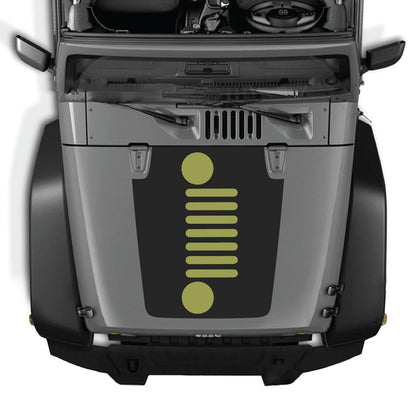 Jeep Wrangler JK/JKU hood decal by CarCode, style #51, in black with bold graphic design on the vehicle's hood.