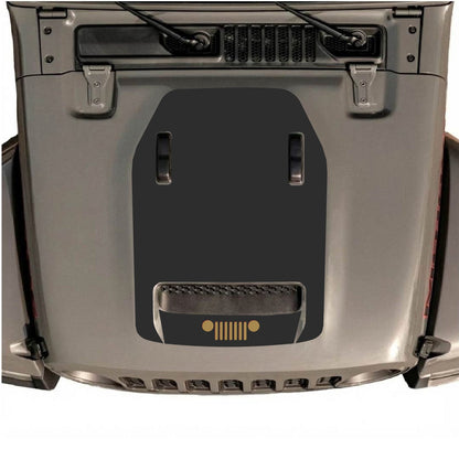 Jeep Wrangler JL/JLU Rubicon 392 or Gladiator Mojave hood decal by CarCode, style #62, shown on vehicle hood.