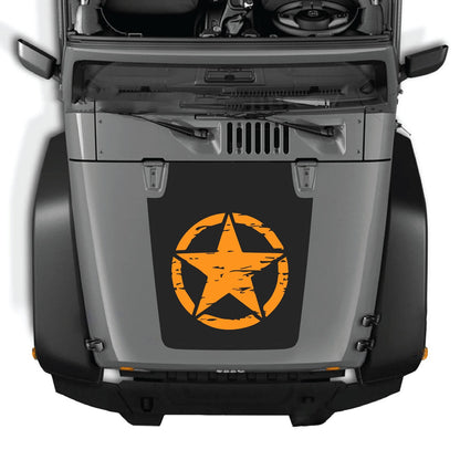 Jeep Wrangler JK/JKU hood decal by CarCode, style #25, in black with bold design, applied to the vehicle's hood.