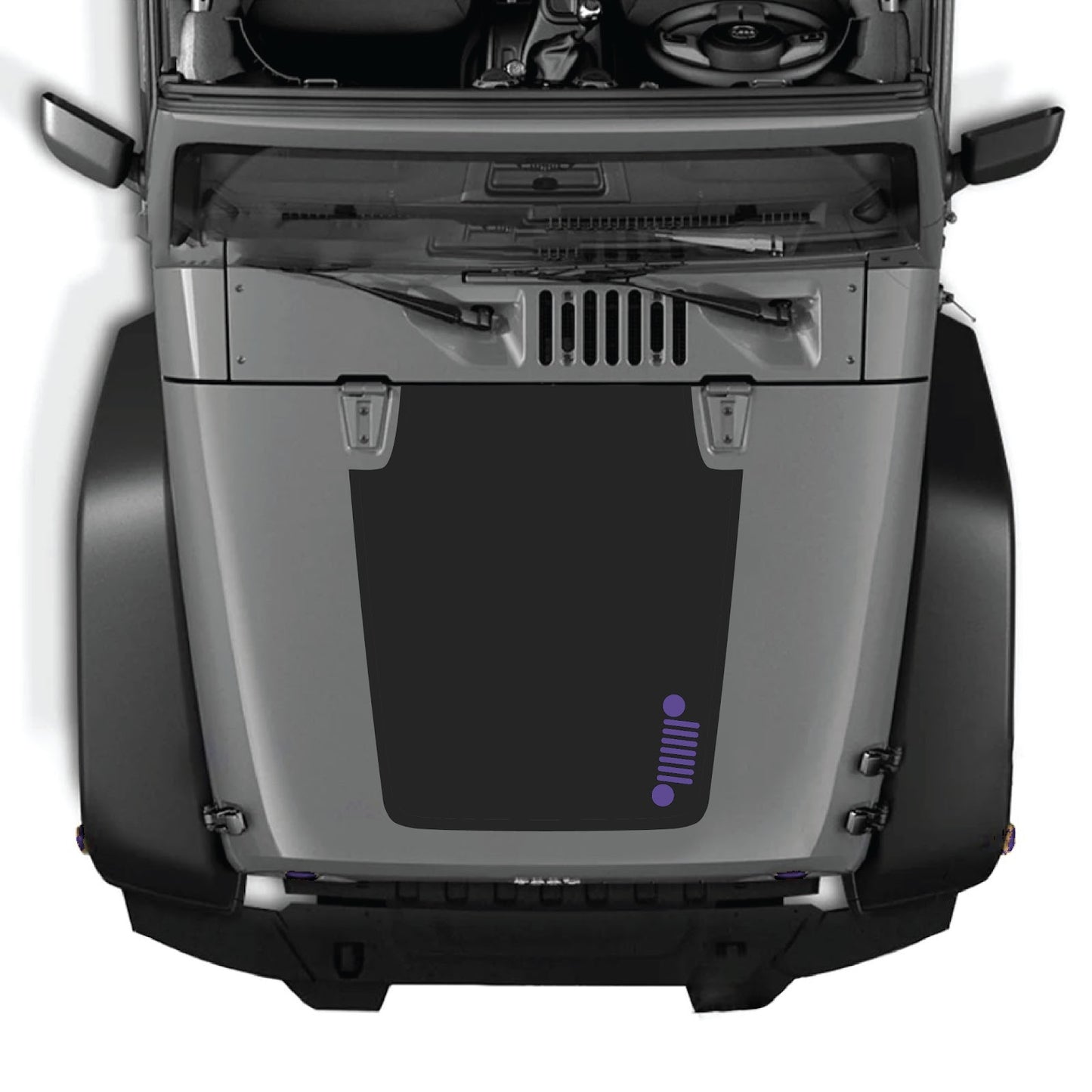 CarCode Jeep Wrangler JK/JKU 2007-2018 hood decal in style #39, showcasing the detailed design on the vehicle's hood.