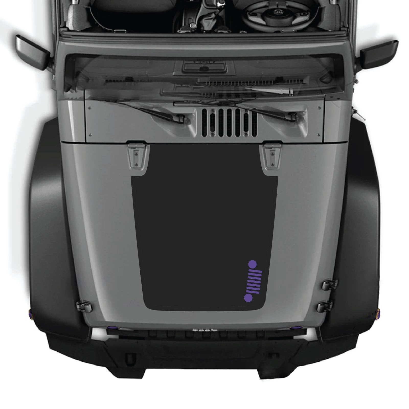 CarCode Jeep Wrangler JK/JKU 2007-2018 hood decal in style #39, showcasing the detailed design on the vehicle's hood.