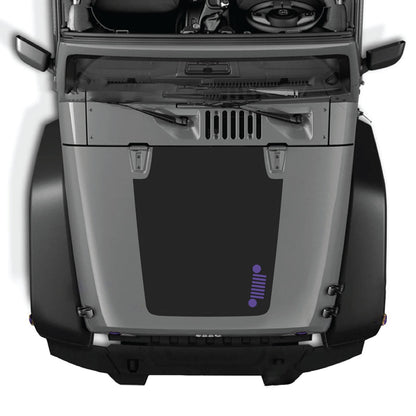 CarCode Jeep Wrangler JK/JKU 2007-2018 hood decal in style #39, showcasing the detailed design on the vehicle's hood.