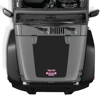 CarCode hood decal for Jeep Wrangler JK/JKU 2007-2018, style #53, displayed on the vehicle's hood with bold graphic design.