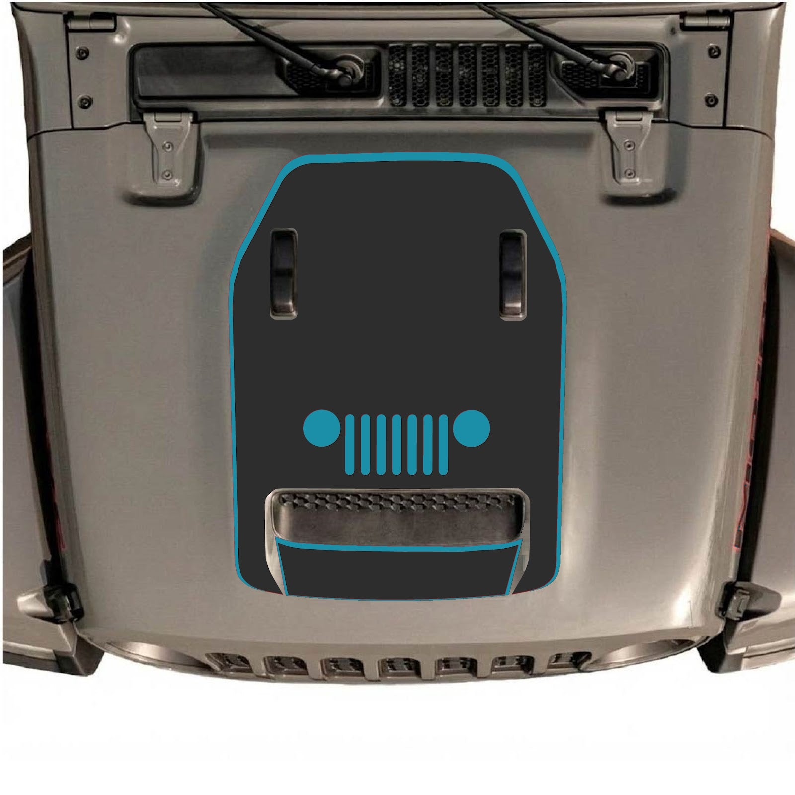 CarCode hood decal for Jeep Wrangler JL/JLU Rubicon 392 and JT Gladiator Mojave 2020-2026, stylish vehicle decoration.