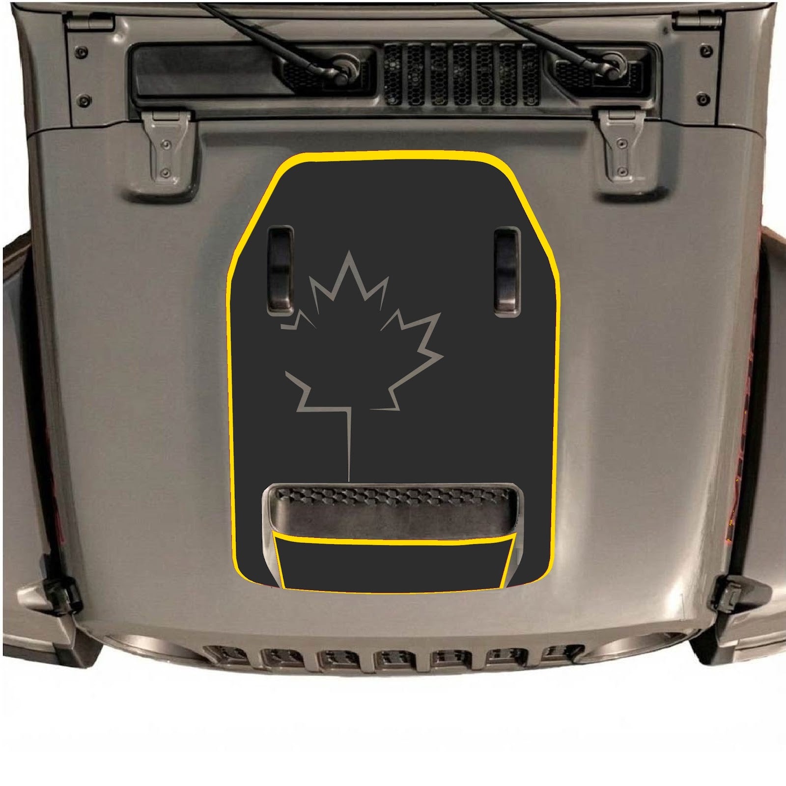 CarCode Jeep Wrangler JL/JLU Rubicon 392 and JT Gladiator Mojave hood decal style #80 on vehicle hood.