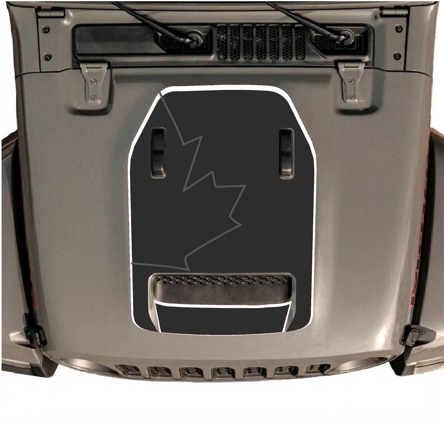 CarCode hood decal for Jeep Wrangler JL/JLU Rubicon 392 and JT Gladiator Mojave 2020-2026, style #82, shown on vehicle hood