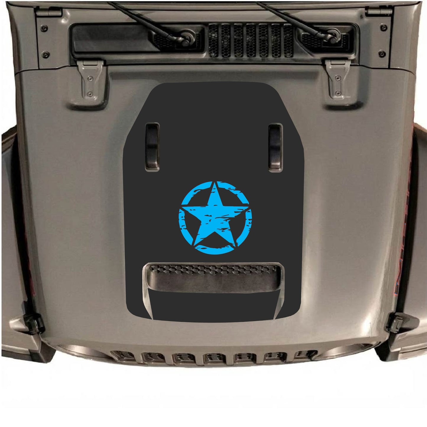 CarCode hood decal for Jeep Wrangler JL/JLU Rubicon 392 and JT Gladiator Mojave, style #46, black graphic design on hood