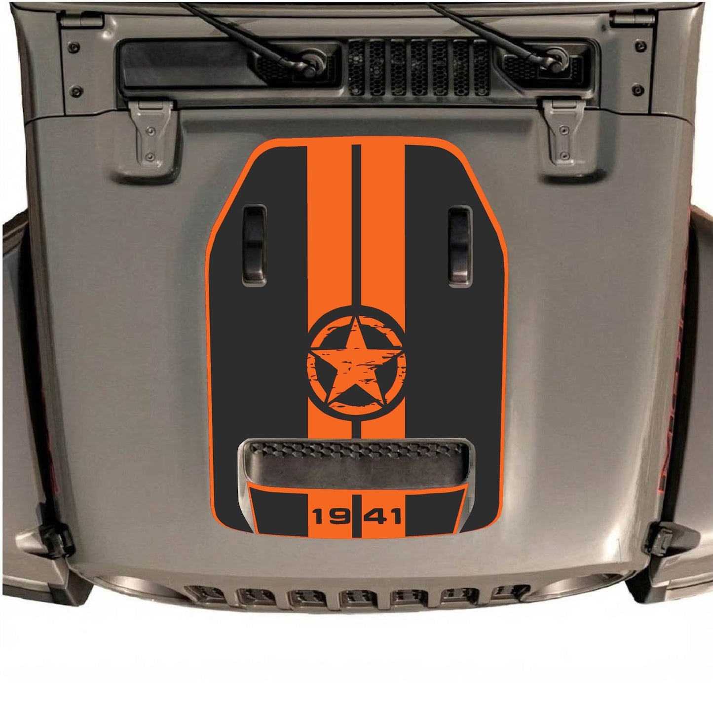 CarCode hood decal for Jeep Wrangler JL/JLU Rubicon 392 and JT Gladiator Mojave 2020-2026, style #05, shown on vehicle hood