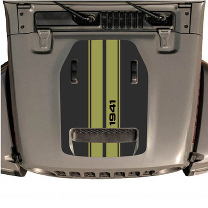 Autocollant de capot CarCode pour Jeep Wrangler JL/JLU Rubicon 392 et JT Gladiator Mojave, style #08, affiché sur le capot du véhicule.