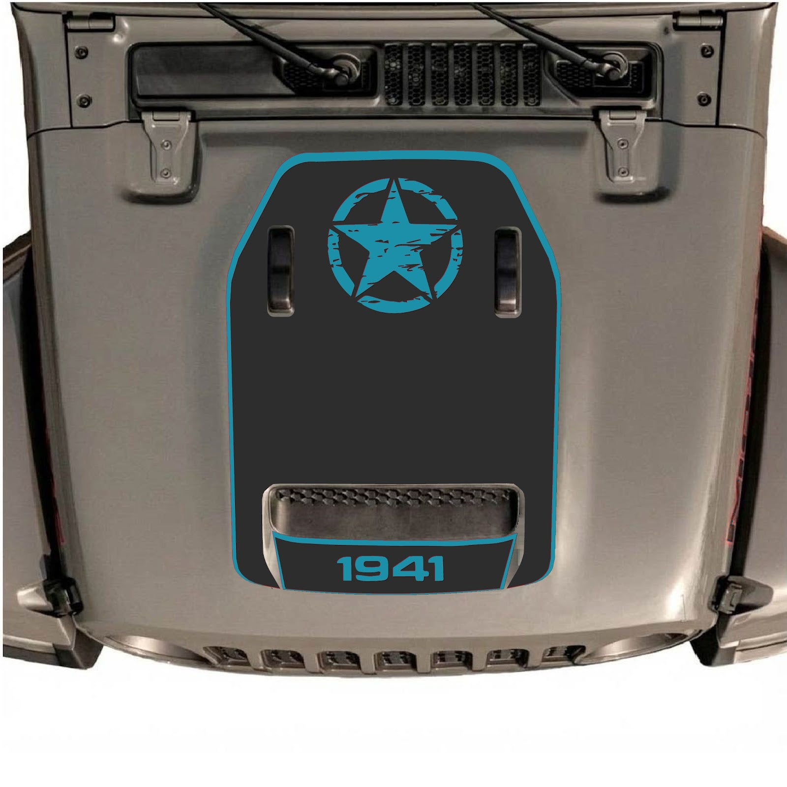 CarCode hood decal for Jeep Wrangler JL/JLU Rubicon 392 and JT Gladiator Mojave 2020-2026, stylish vehicle decal shown on hood surface.