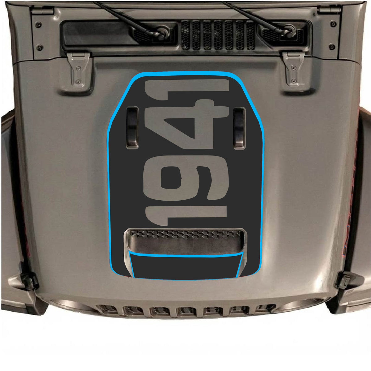 CarCode hood decal for Jeep Wrangler JL/JLU Rubicon 392 and JT Gladiator Mojave 2020-2026, stylish and weather-resistant.