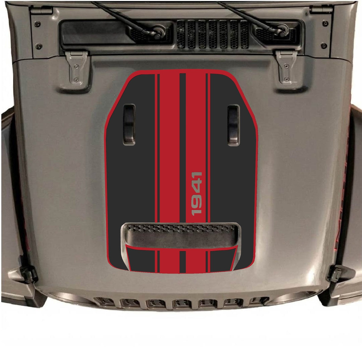 CarCode hood decal for Jeep Wrangler JL/JLU Rubicon 392 and Gladiator Mojave 2020-2026, stylish decal design on vehicle hood