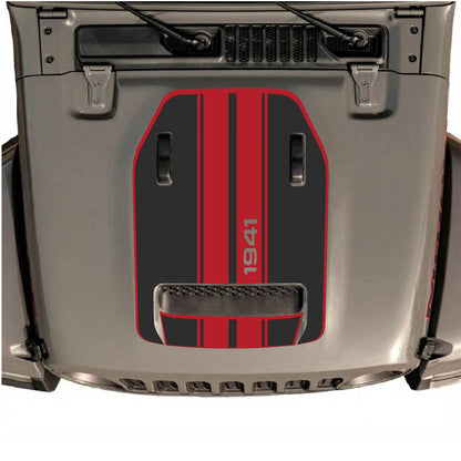 CarCode hood decal for Jeep Wrangler JL/JLU Rubicon 392 and Gladiator Mojave 2020-2026, stylish decal design on vehicle hood